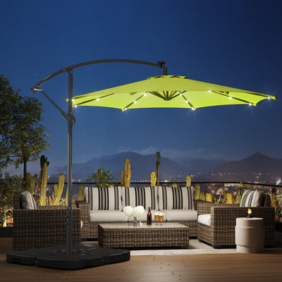 Parasol de terrasse éclairé à énergie solaire de 3 m avec pied