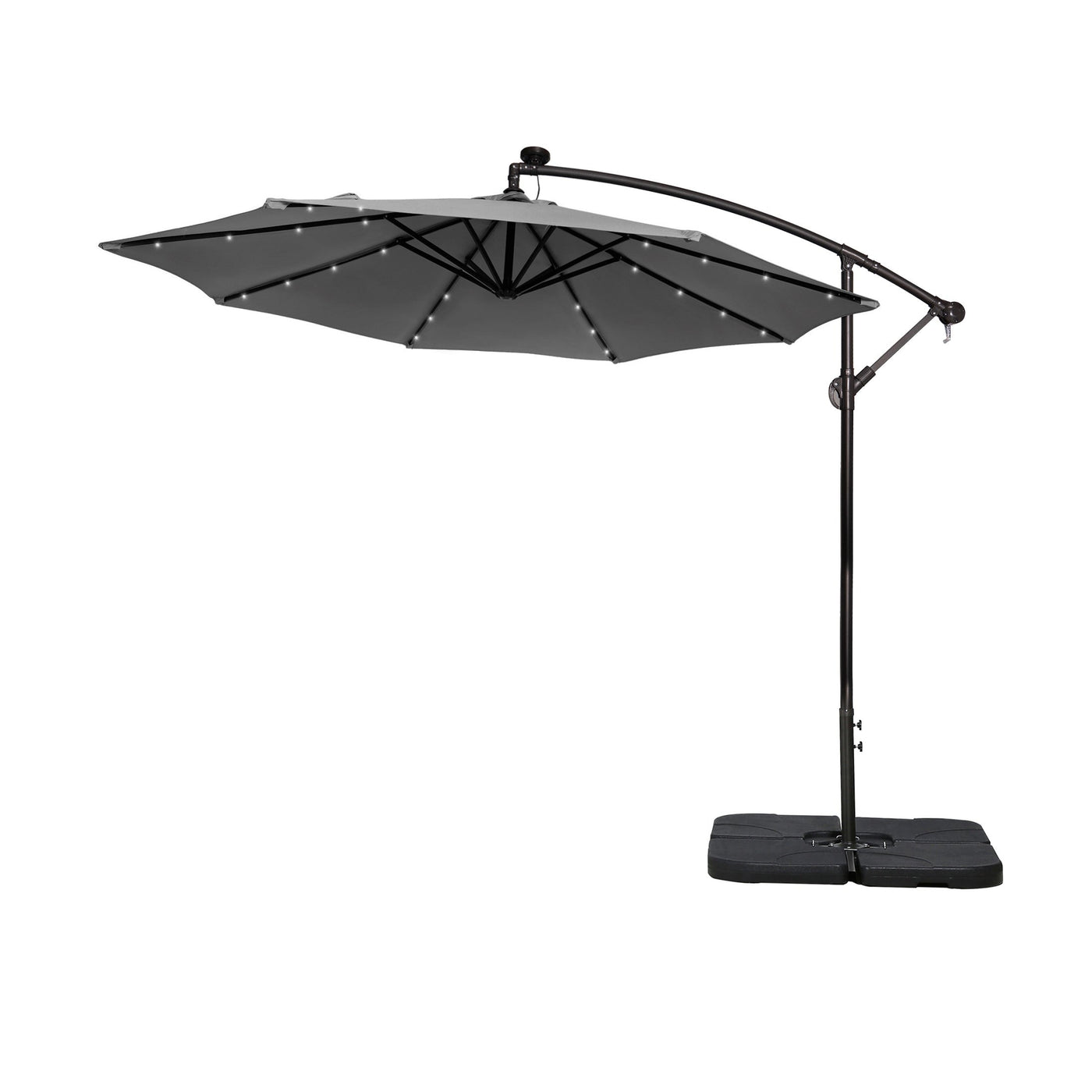 Parasol de terrasse éclairé à énergie solaire de 3 m avec pied
