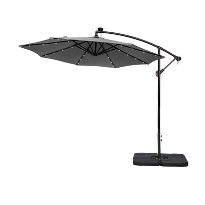 Parasol de terrasse éclairé à énergie solaire de 3 m avec pied