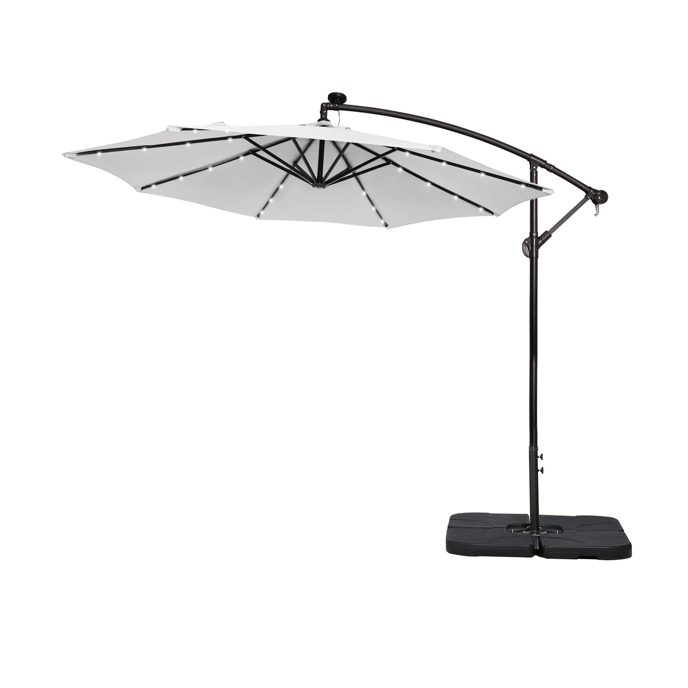 Parasol de terrasse éclairé à énergie solaire de 3 m avec pied