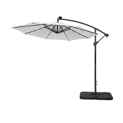 Parasol de terrasse éclairé à énergie solaire de 3 m avec pied