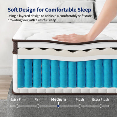Matelas hybride en mousse à mémoire de forme 10 - Soutien ferme moyen avec ressorts renforcés pour soulager la pression, certifié CertiPUR-US