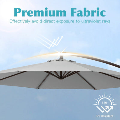 Parasol déporté à manivelle en acier de 10 pieds avec base lestée