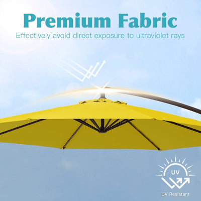 Parasol déporté à manivelle en acier de 10 pieds avec base lestée