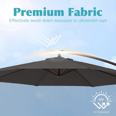 Parasol déporté à manivelle en acier de 10 pieds avec base lestée