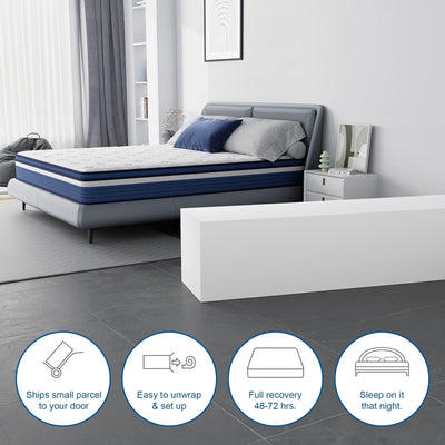 Matelas hybride à ressorts SweDrea de 25 cm, soulageant la pression et rafraîchissant, certifié CertiPUR-US, SGS et OEKO-TEX.
