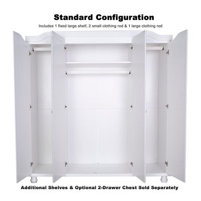 Armoire penderie 4 portes Kyle 100 % bois massif de Palace Imports avec portes en bois massif ou en miroir