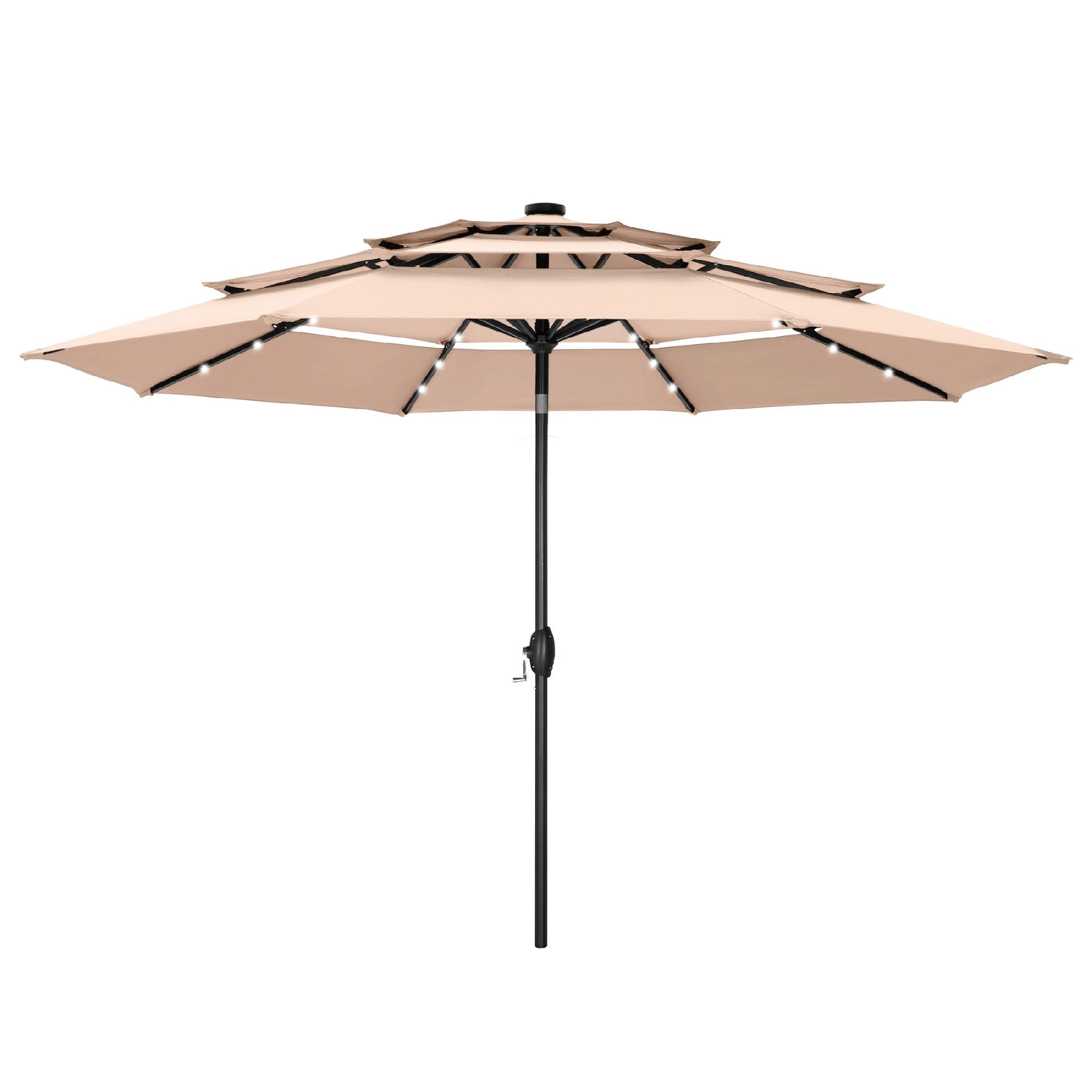 Parasol de terrasse inclinable à 3 niveaux de 10 pieds de MAISON ARTS, parasol d'extérieur à double ventilation avec lumières LED