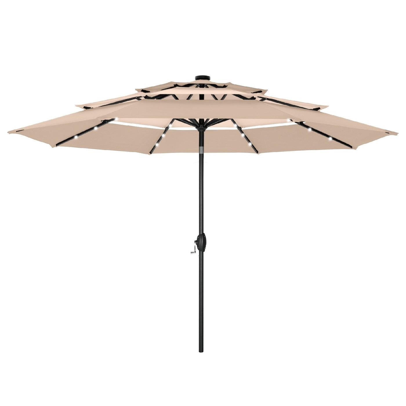 Parasol de terrasse inclinable à 3 niveaux de 10 pieds de MAISON ARTS, parasol d'extérieur à double ventilation avec lumières LED