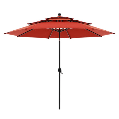 Parasol de terrasse inclinable à 3 niveaux de 10 pieds de MAISON ARTS, parasol d'extérieur à double ventilation avec lumières LED