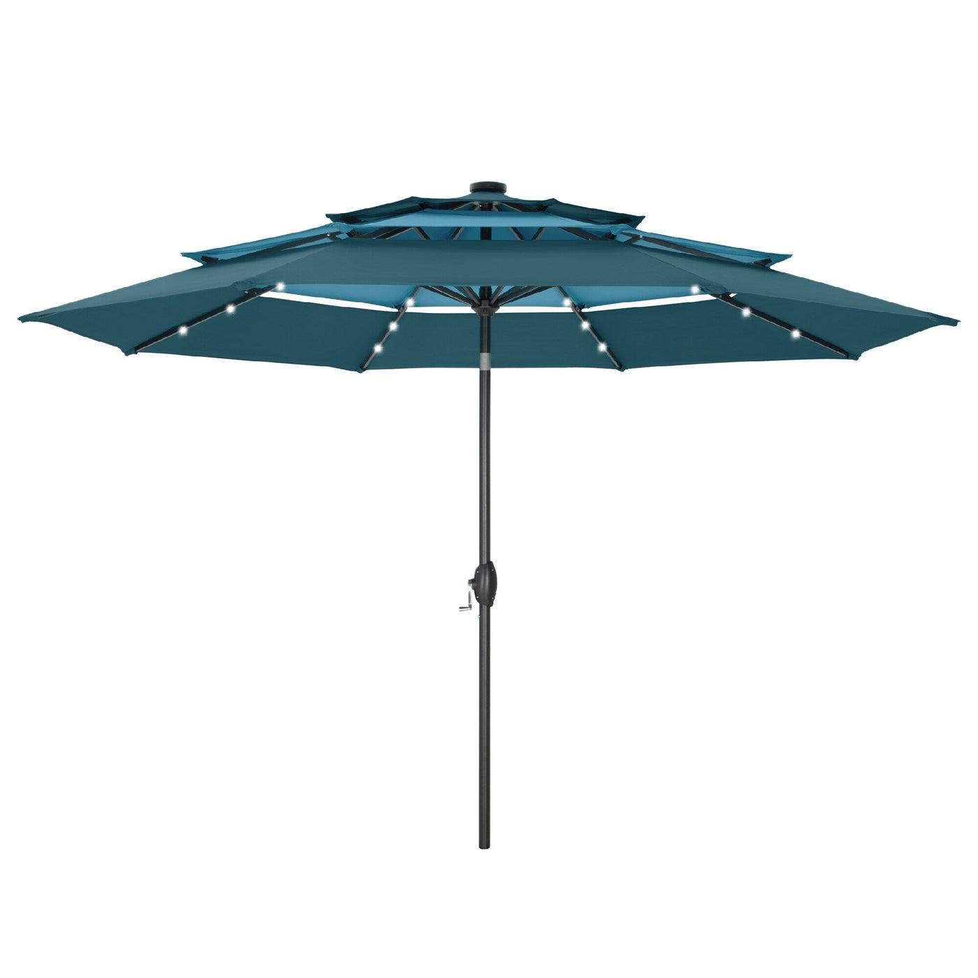 Parasol de terrasse inclinable à 3 niveaux de 10 pieds de MAISON ARTS, parasol d'extérieur à double ventilation avec lumières LED