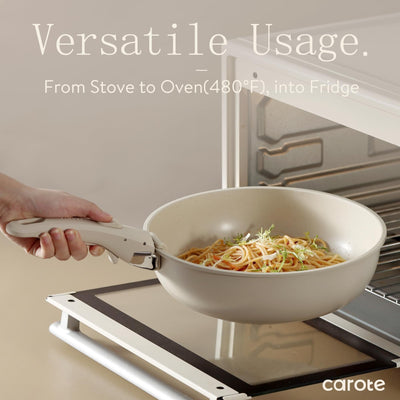 Ensemble de 11 casseroles et poêles antiadhésives avec poignée amovible, ustensiles de cuisine à induction antiadhésifs avec poignée amovible