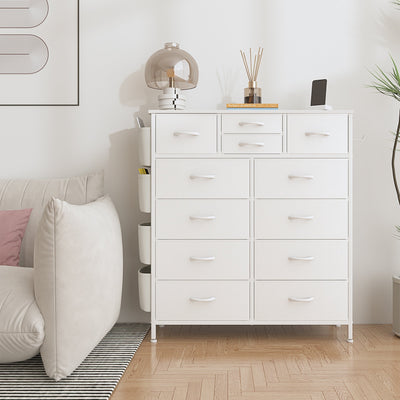 Commode haute en tissu à 12 tiroirs pour chambre à coucher