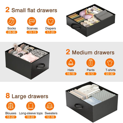 Commode haute en tissu à 12 tiroirs pour chambre à coucher