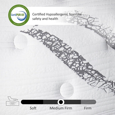 Matelas hybride en mousse à mémoire de forme de 12 pouces dans une boîte