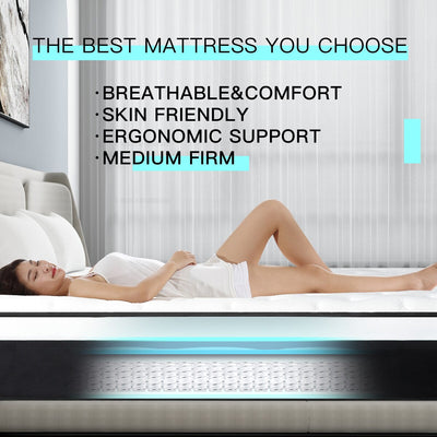 12 matelas hybrides en mousse à mémoire de forme moyenne dans une boîte