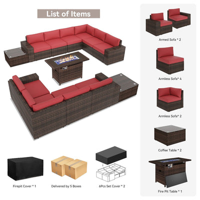 Ensemble de meubles de patio 13 pièces avec table de foyer 44