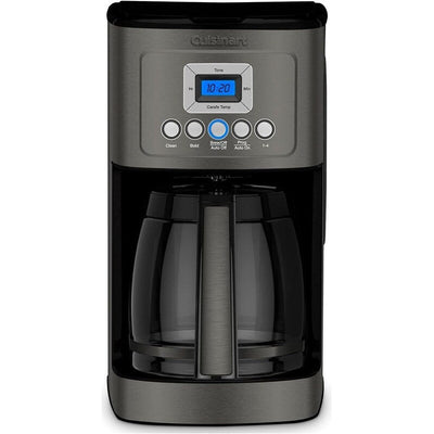 Cafetière programmable 14 tasses, carafe en verre, réglage de l'intensité de l'infusion, réglage de 1 à 4 tasses, acier inoxydable noir