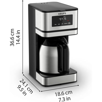 Cafetière programmable 14 tasses, carafe en acier inoxydable, 3 niveaux d'infusion, minuterie 24 h, maintien au chaud 4 h