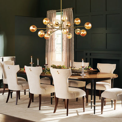 Lustre linéaire moderne à 15 lumières pour îlot de cuisine Sputnik avec branches en verre et bulles