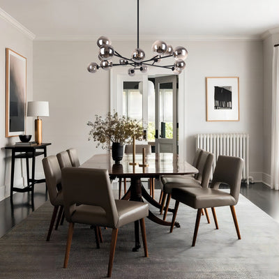 Lustre linéaire moderne à 15 lumières pour îlot de cuisine Sputnik avec branches en verre et bulles