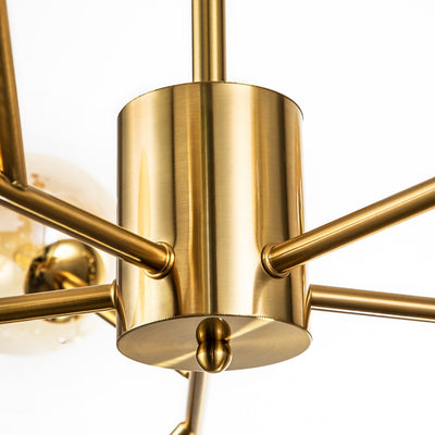 Lustre linéaire moderne à 15 lumières pour îlot de cuisine Sputnik avec branches en verre et bulles