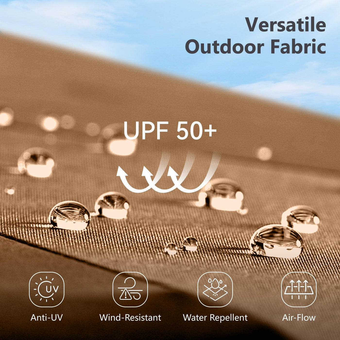 MAISON ARTS Parasol de marché extérieur rectangulaire à manivelle double face de 15 pieds Parasol de patio éclairé par LED solaire avec base incluse