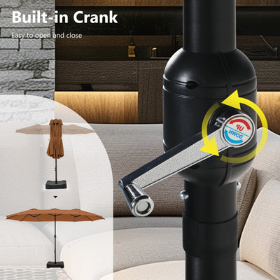 Parasol double extra large de 15 pieds pour patio double face de MAISON ARTS avec base incluse