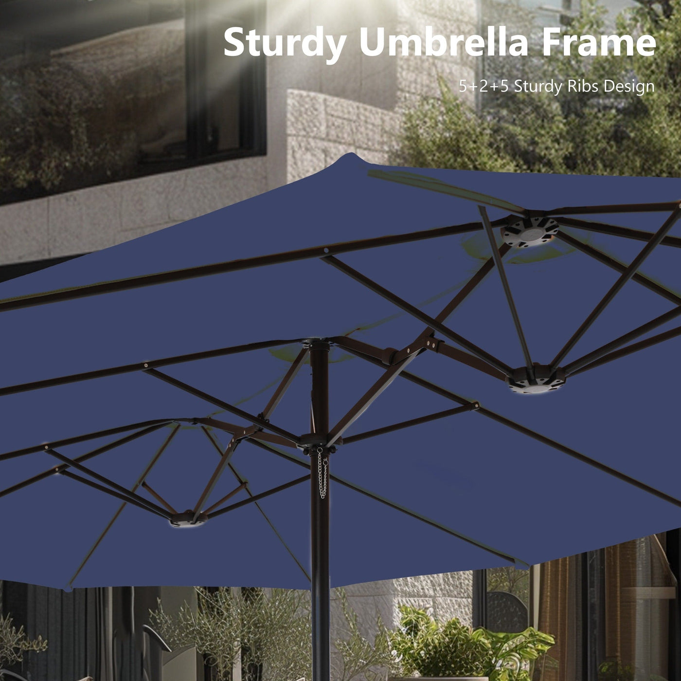 Parasol double extra large de 15 pieds pour patio double face de MAISON ARTS avec base incluse