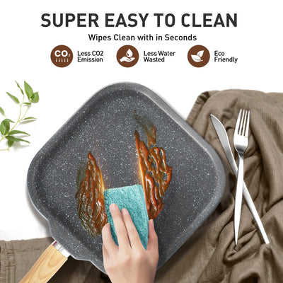 Batterie de cuisine en granit de 17 pièces, ensemble de casseroles et poêles antiadhésives