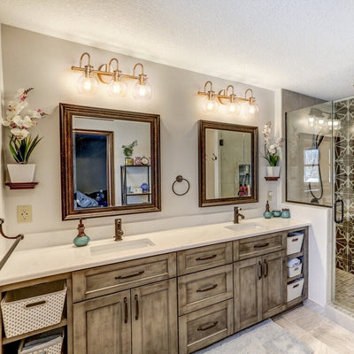 Applique murale de salle de bain à 2/3 lumières avec abat-jour en verre