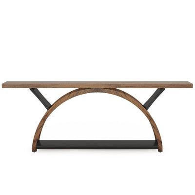 Console étroite à 2 niveaux avec cadre semi-circulaire pour entrée, tables d'appoint de couloir grises