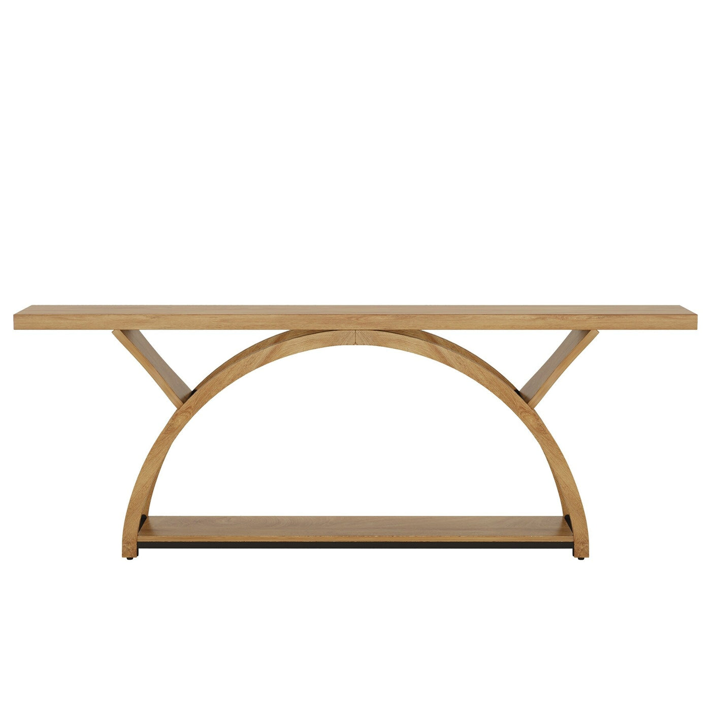 Console étroite à 2 niveaux avec cadre semi-circulaire pour entrée, tables d'appoint de couloir grises