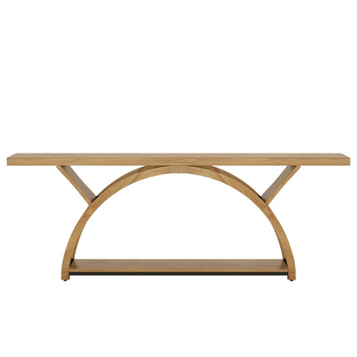 Console étroite à 2 niveaux avec cadre semi-circulaire pour entrée, tables d'appoint de couloir grises