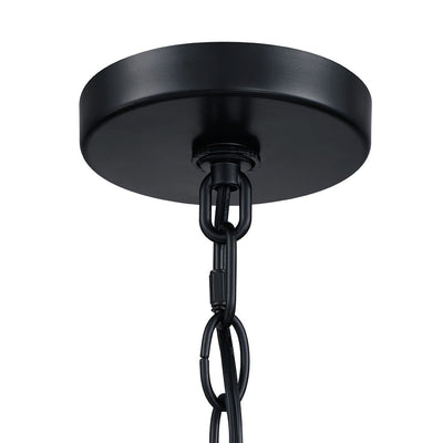Lustre suspendu noir mat à 4 lumières de 22 po avec abat-jour tambour blanc - 22 W