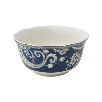 Service de table 16 pièces en porcelaine 222 Fifth Adelaide avec assiettes rondes, bols et tasses, bleu foncé