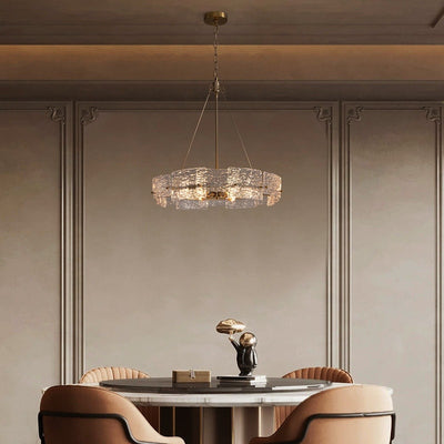 Lustre moderne en cristal doré de 23,6 po, 6 lumières, style tambour glamour, pour îlot de cuisine et salle à manger