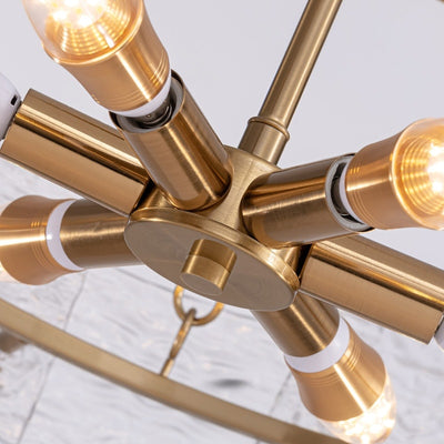 Lustre moderne en cristal doré de 23,6 po, 6 lumières, style tambour glamour, pour îlot de cuisine et salle à manger