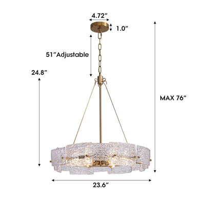 Lustre moderne en cristal doré de 23,6 po, 6 lumières, style tambour glamour, pour îlot de cuisine et salle à manger