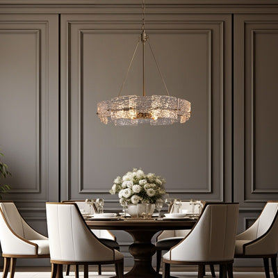 Lustre moderne en cristal doré de 23,6 po, 6 lumières, style tambour glamour, pour îlot de cuisine et salle à manger