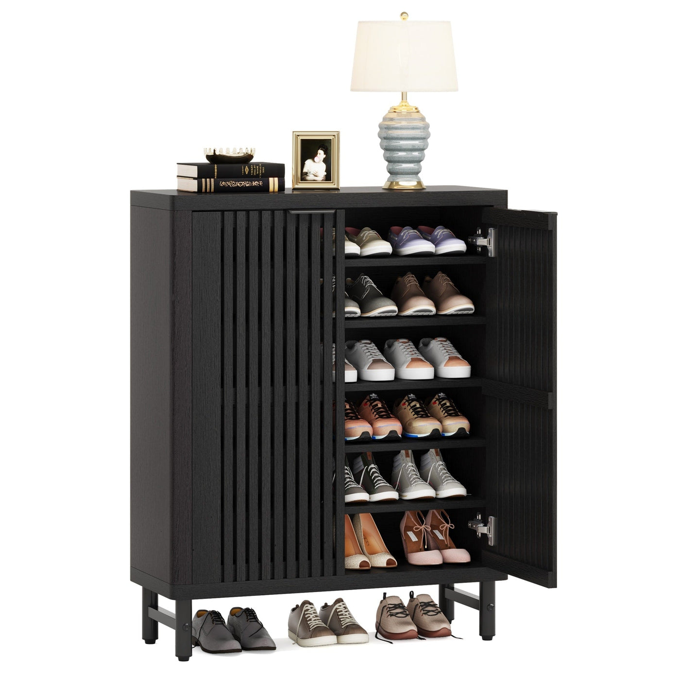 Meuble de rangement à chaussures 24 paires avec porte pour entrée et salon