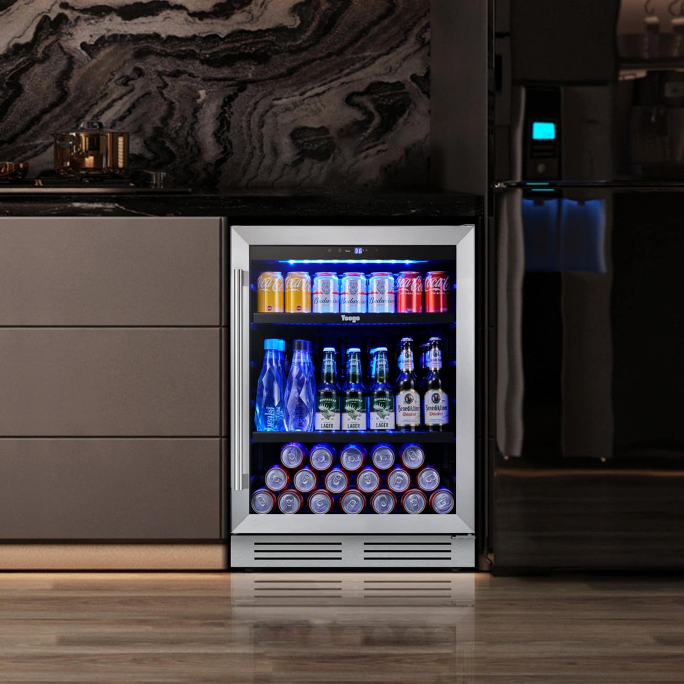 Réfrigérateur à boissons de 24 pouces, 140 canettes, pour boissons gazeuses et vins - 24 pouces