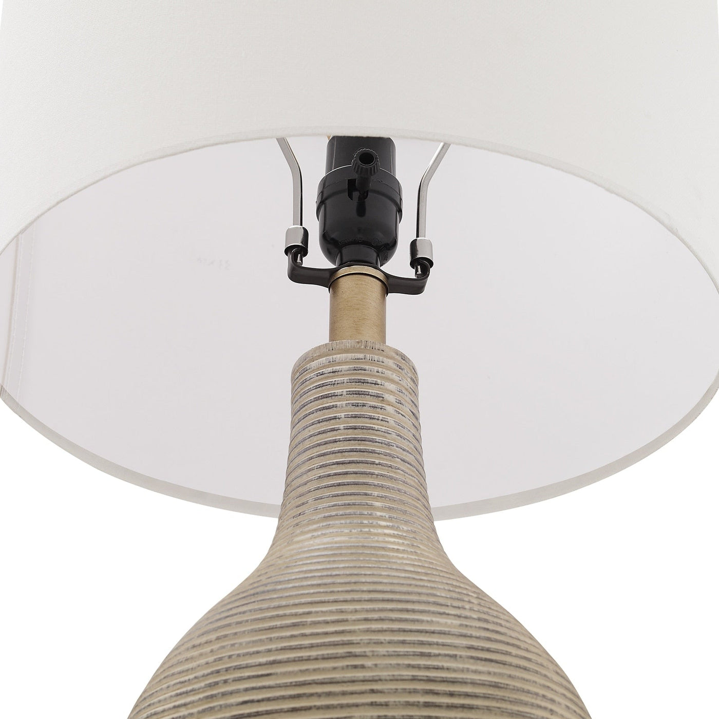 Lampe de table de style campagnard beige délavé/doré de 24,5 pouces avec abat-jour en lin blanc (lot de 2) - 24,5 H
