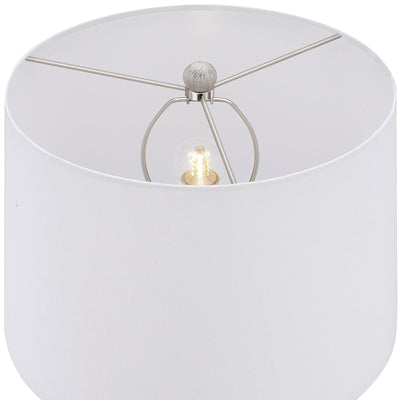 Lampe de table de style campagnard beige délavé/doré de 24,5 pouces avec abat-jour en lin blanc (lot de 2) - 24,5 H