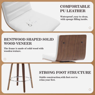 Tabourets de bar/comptoir pivotants en similicuir 26/29, lot de 2/3