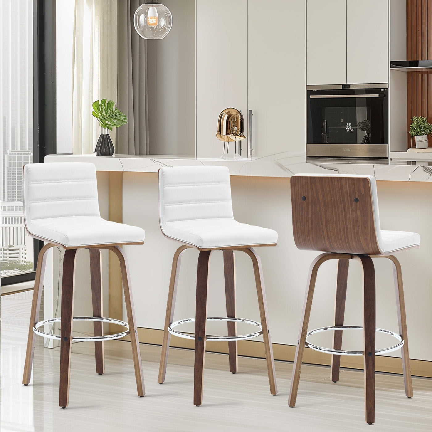 Tabourets de bar/comptoir pivotants en similicuir 26/29, lot de 2/3