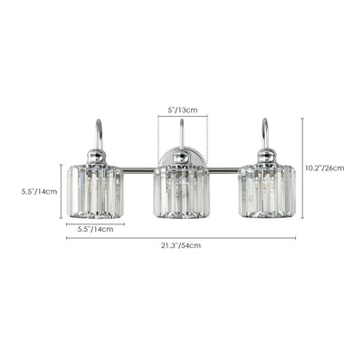 Applique murale de salle de bain moderne à 3 ou 4 lumières, en cristal, à intensité variable et linéaire, au-dessus du miroir
