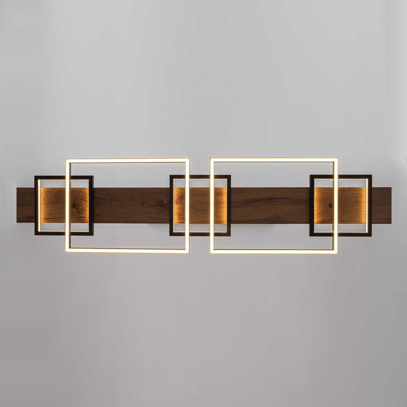 Lustre linéaire en bois à 3/5 lumières LED intégrées pour îlot de cuisine