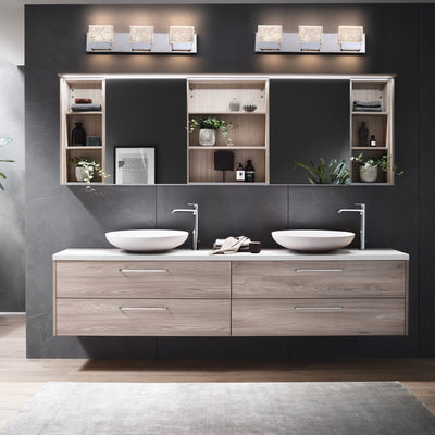 Applique murale à LED intégrée C Cattleya en acier inoxydable 3000 K avec abat-jour en verre artistique - Chrome