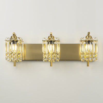 Applique murale en cristal à 3 lumières pour miroir de salle de bain moderne et glamour
